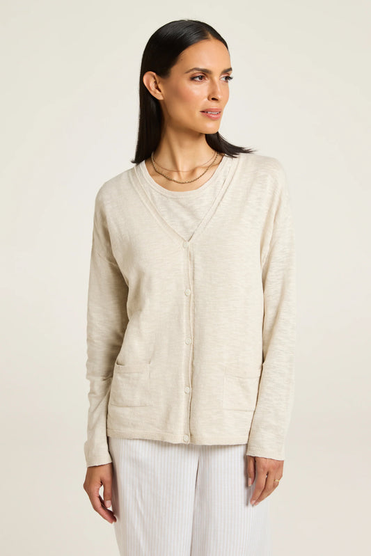 YARRA TRAIL SERENE CARDIGAN - STONE - THE VOGUE STORE