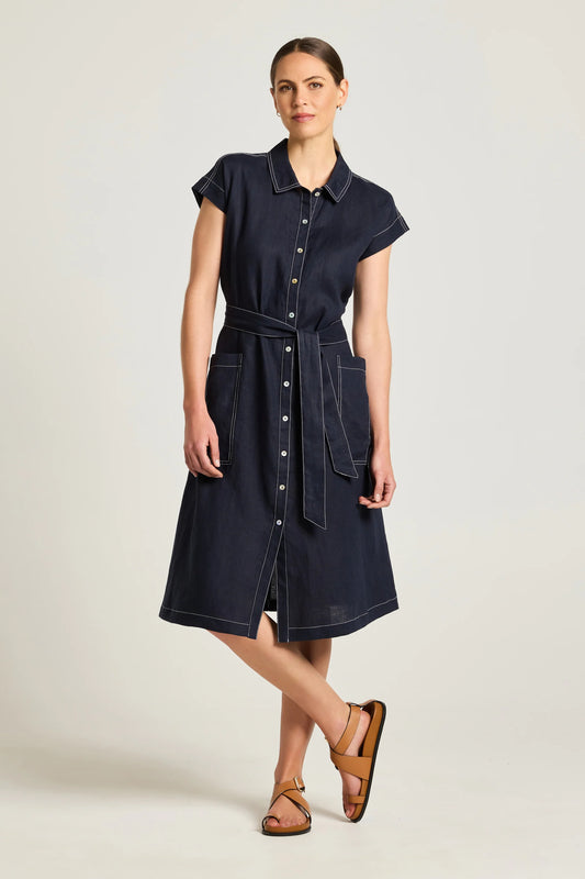 YARRA TRAIL ATLAS DRESS - NAVY - THE VOGUE STORE