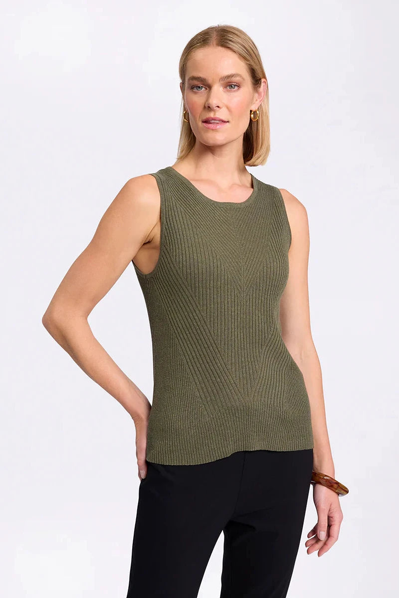 MARCO POLO ESSENTIAL KNIT TANK - OLIVE - THE VOGUE STORE