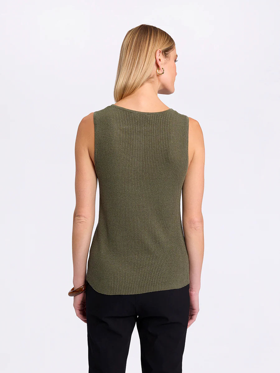 MARCO POLO ESSENTIAL KNIT TANK - OLIVE - THE VOGUE STORE