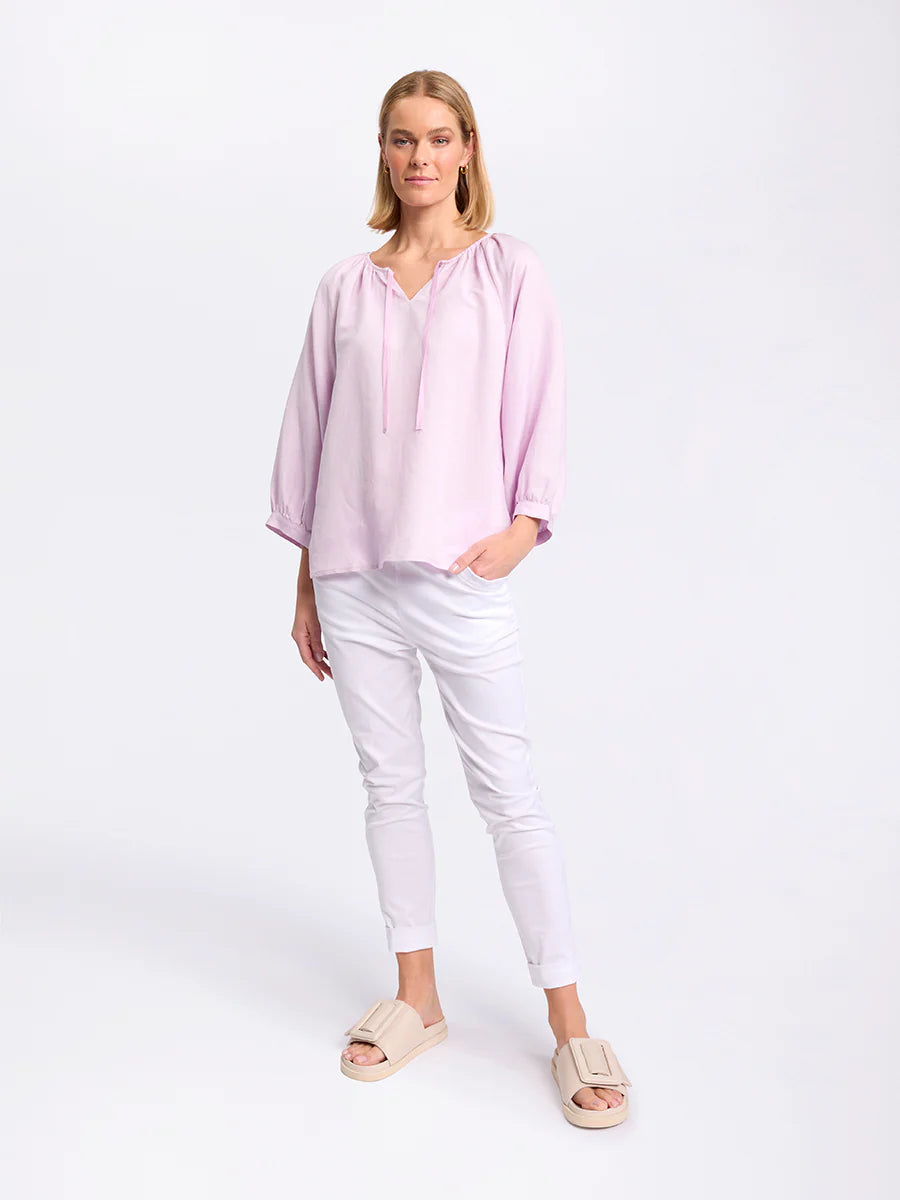 MARCO POLO RAGLAN SLV PEASANT TOP - PINK SALT - THE VOGUE STORE