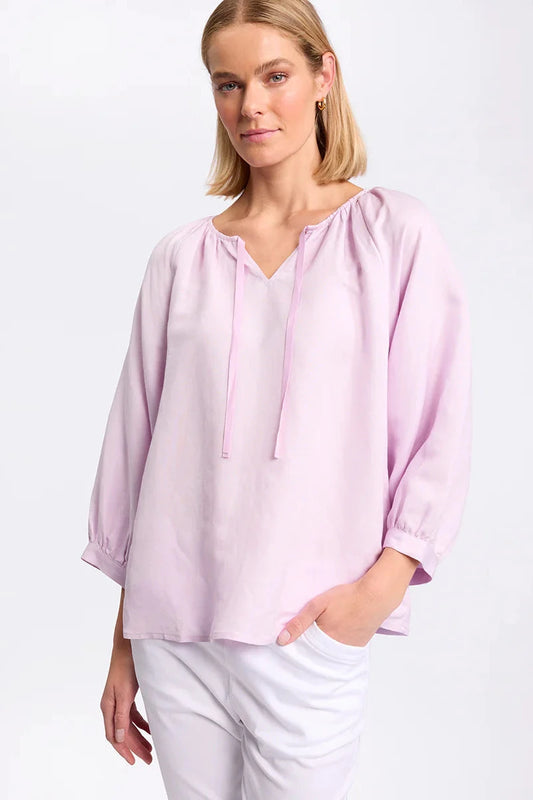 MARCO POLO RAGLAN SLV PEASANT TOP - PINK SALT - THE VOGUE STORE