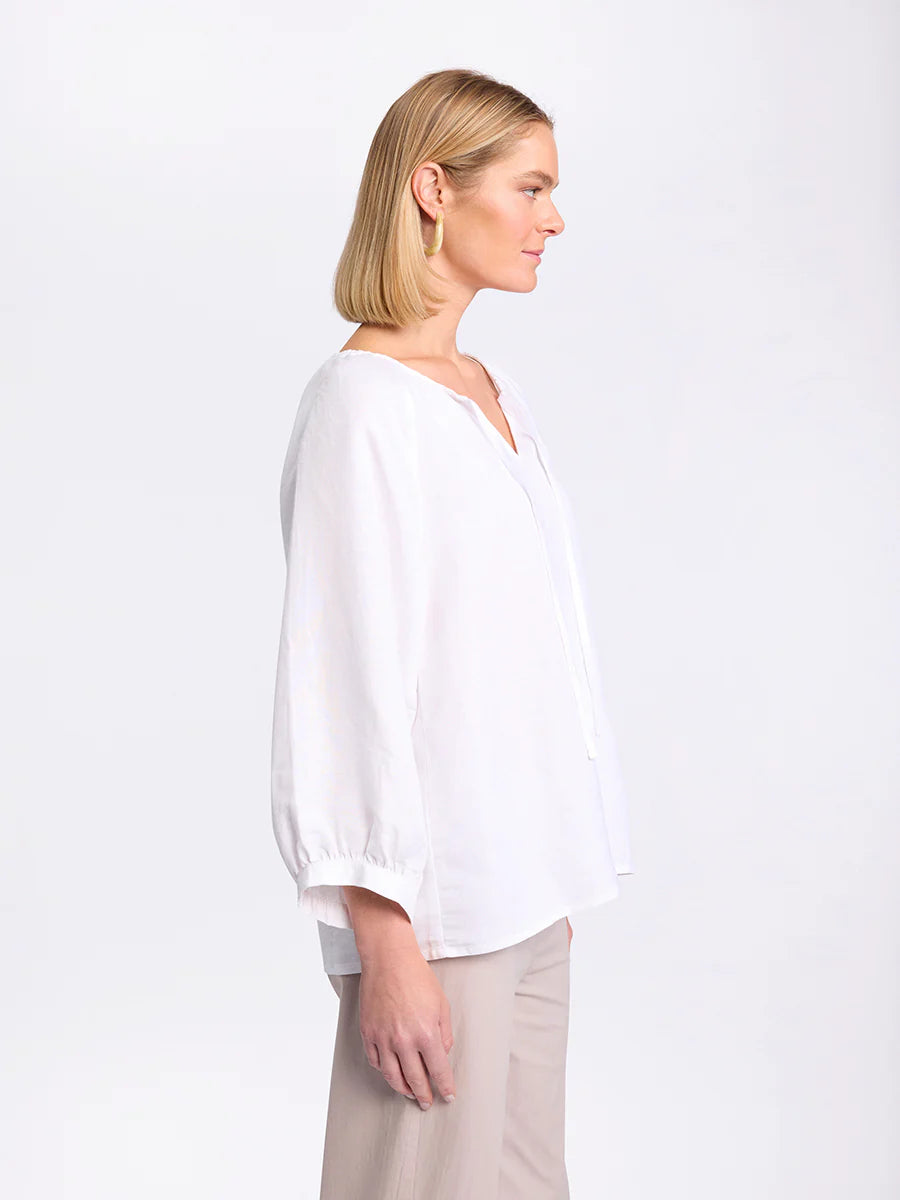 MARCO POLO RAGLAN SLV PEASANT TOP - WHITE - THE VOGUE STORE