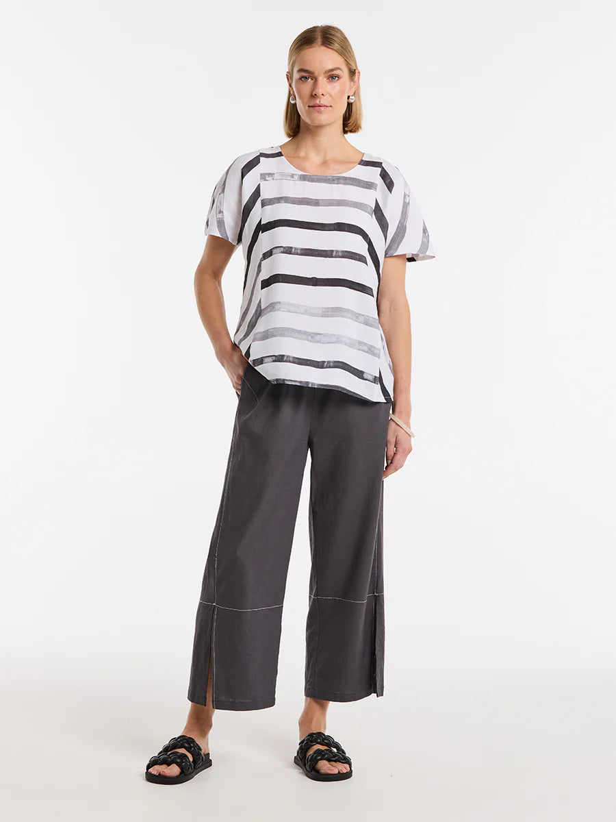 MARCO POLO S/S BRUSHED TEE - BRUSHED STRIPE - THE VOGUE STORE