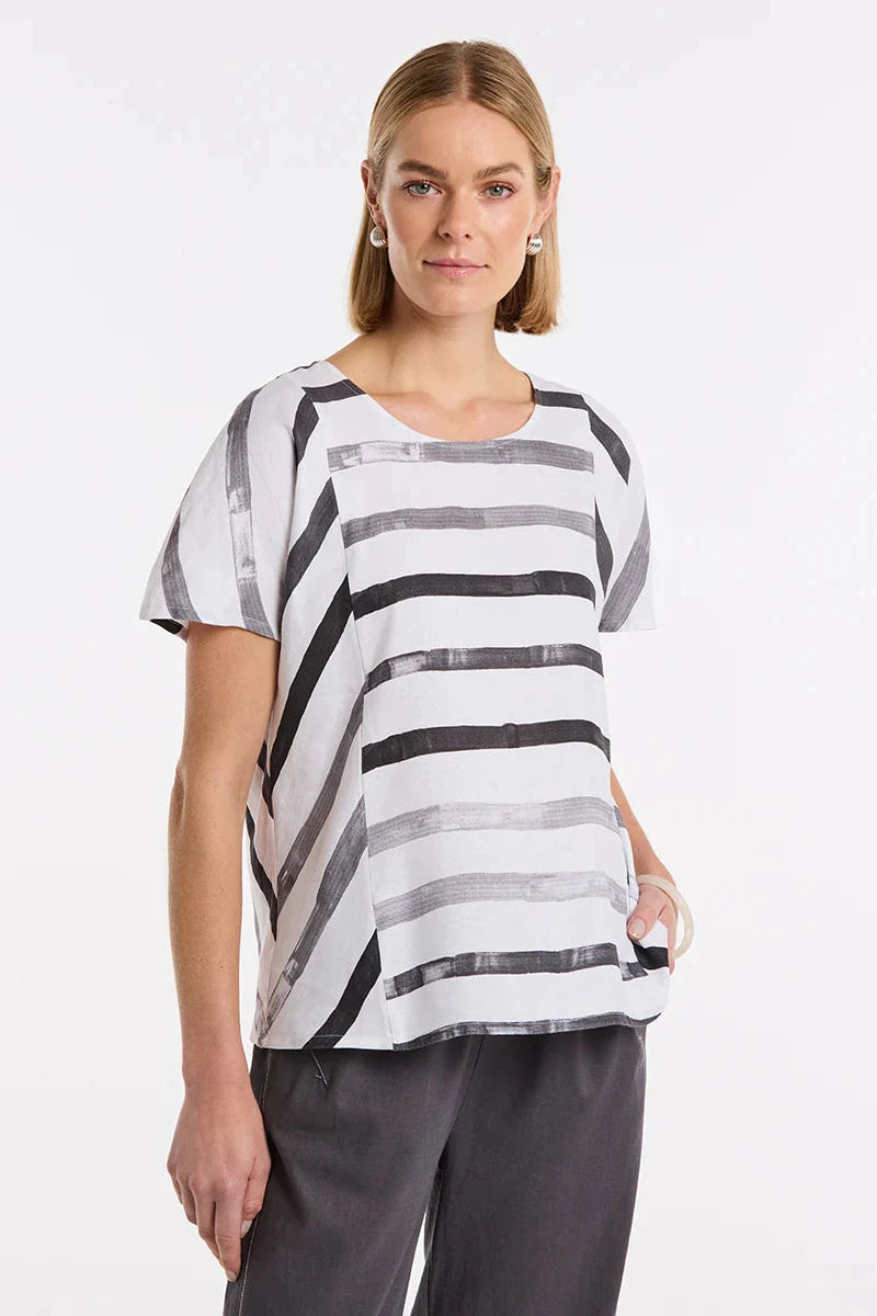 MARCO POLO S/S BRUSHED TEE - BRUSHED STRIPE - THE VOGUE STORE