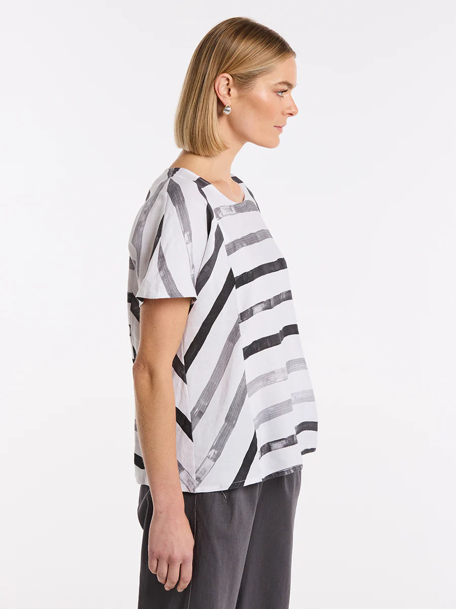 MARCO POLO S/S BRUSHED TEE - BRUSHED STRIPE - THE VOGUE STORE