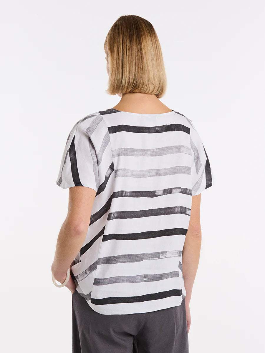 MARCO POLO S/S BRUSHED TEE - BRUSHED STRIPE - THE VOGUE STORE