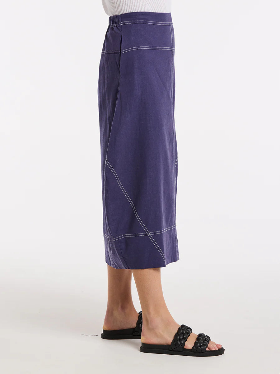 MARCO POLO TOPSTITCHED SKIRT - FRENCH BLUE - THE VOGUE STORE