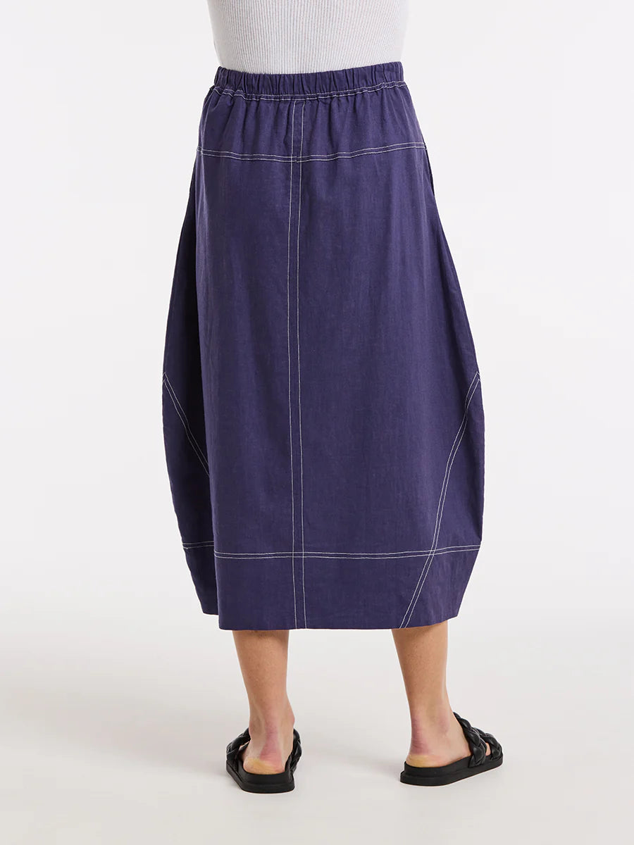 MARCO POLO TOPSTITCHED SKIRT - FRENCH BLUE - THE VOGUE STORE