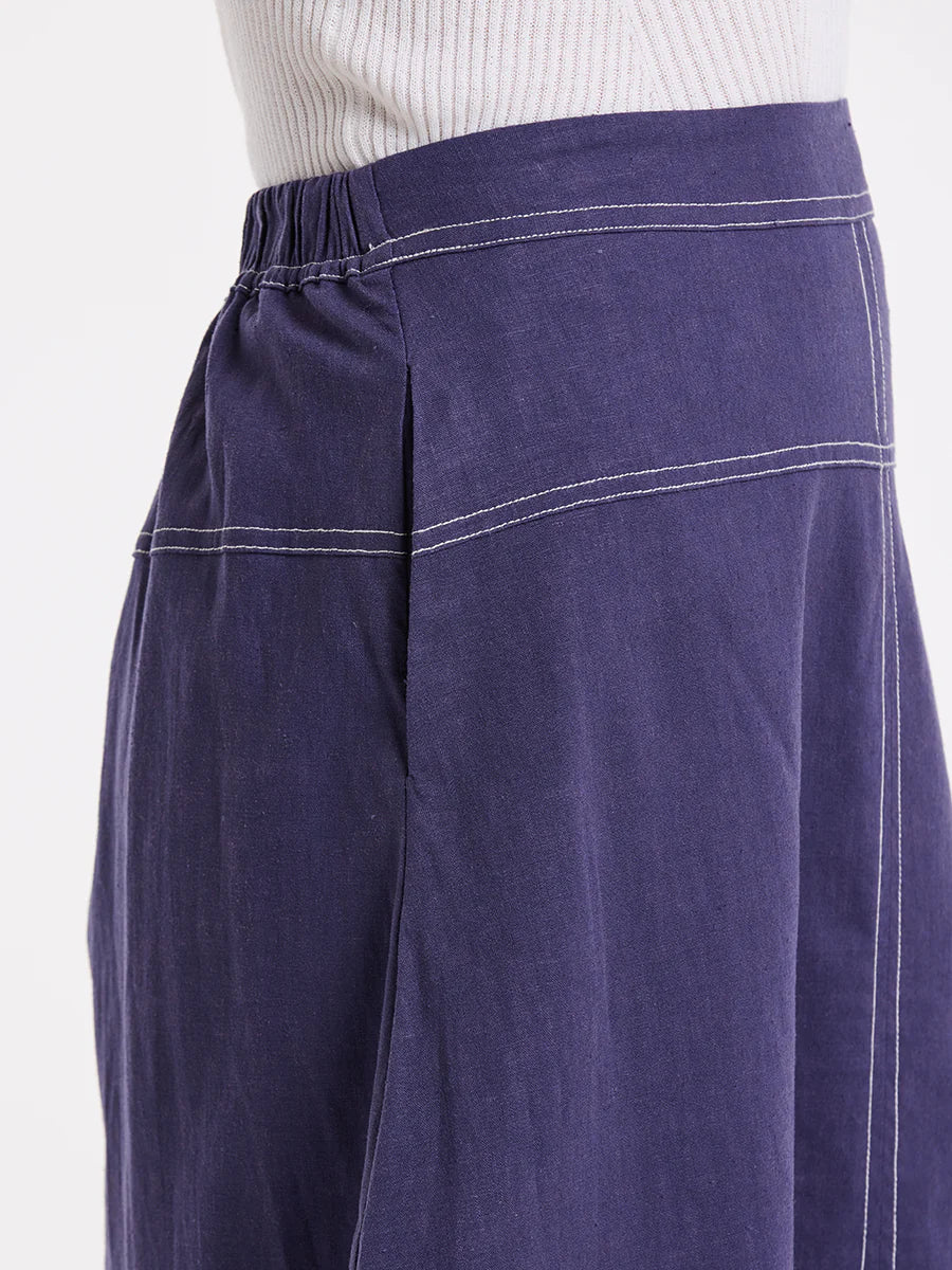 MARCO POLO TOPSTITCHED SKIRT - FRENCH BLUE - THE VOGUE STORE