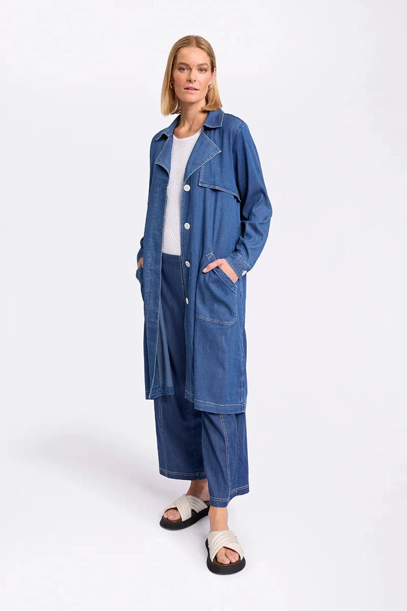 MARCO POLO L/S DENIM TRENCH - DENIM - THE VOGUE STORE