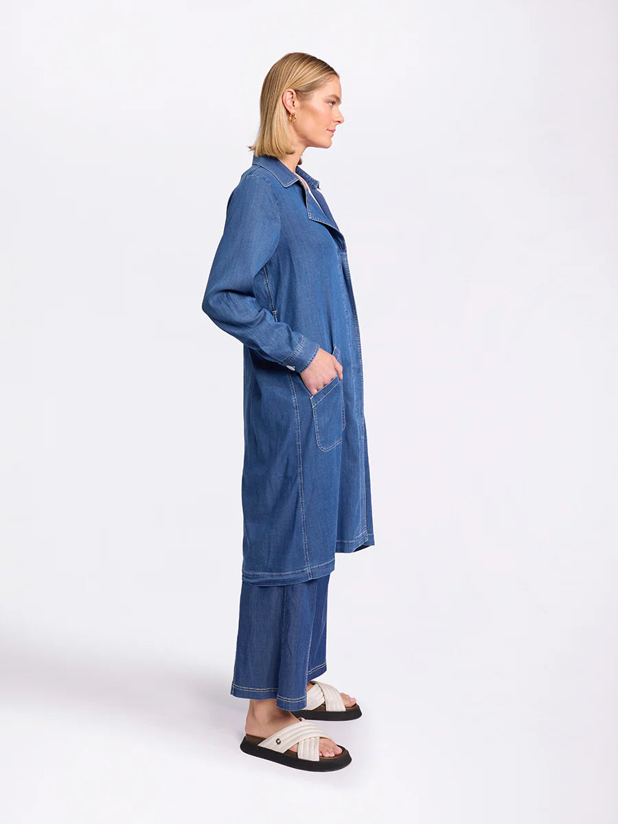 MARCO POLO L/S DENIM TRENCH - DENIM - THE VOGUE STORE