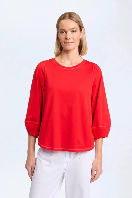 MARCO POLO LANTERN SLV TEE - POPPY - THE VOGUE STORE