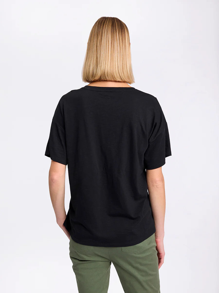 MARCO POLO S/S SPLICED TEE BLACK - THE VOGUE STORE