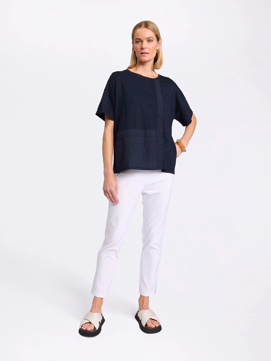 MARCO POLO S/S SPLICED TEE - NAVY - THE VOGUE STORE