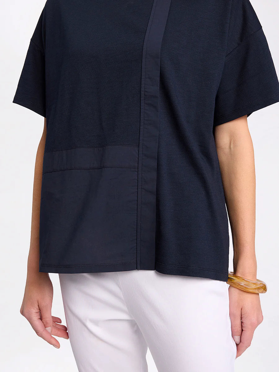 MARCO POLO S/S SPLICED TEE - NAVY - THE VOGUE STORE