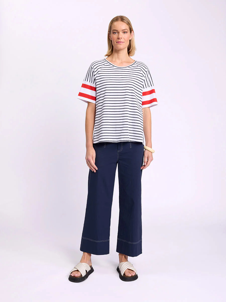 MARCO POLO RAGLAN STRIPE TEE - NAVY - THE VOGUE STORE