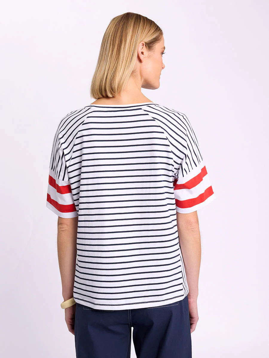 MARCO POLO RAGLAN STRIPE TEE - NAVY - THE VOGUE STORE