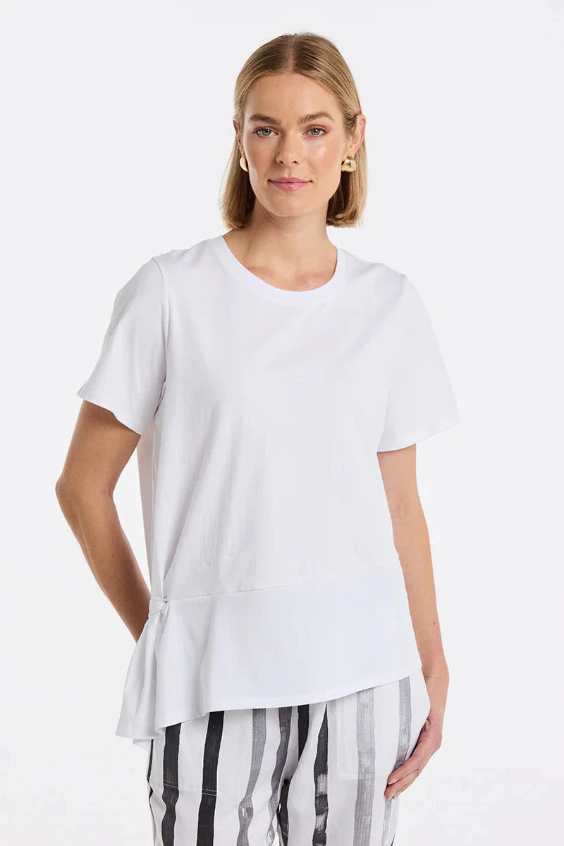 MARCO POLO S/S DRAPED TEE - WHITE - THE VOGUE STORE