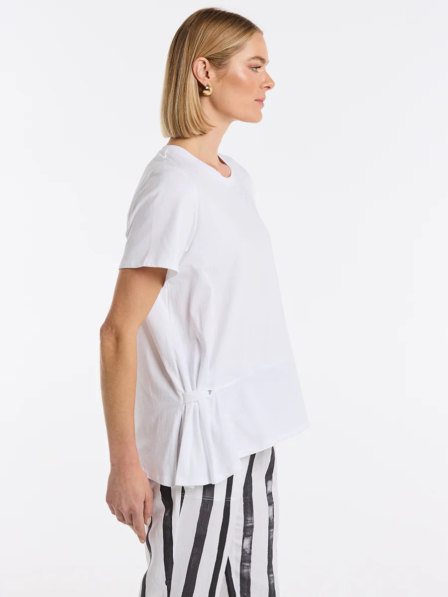 MARCO POLO S/S DRAPED TEE - WHITE - THE VOGUE STORE