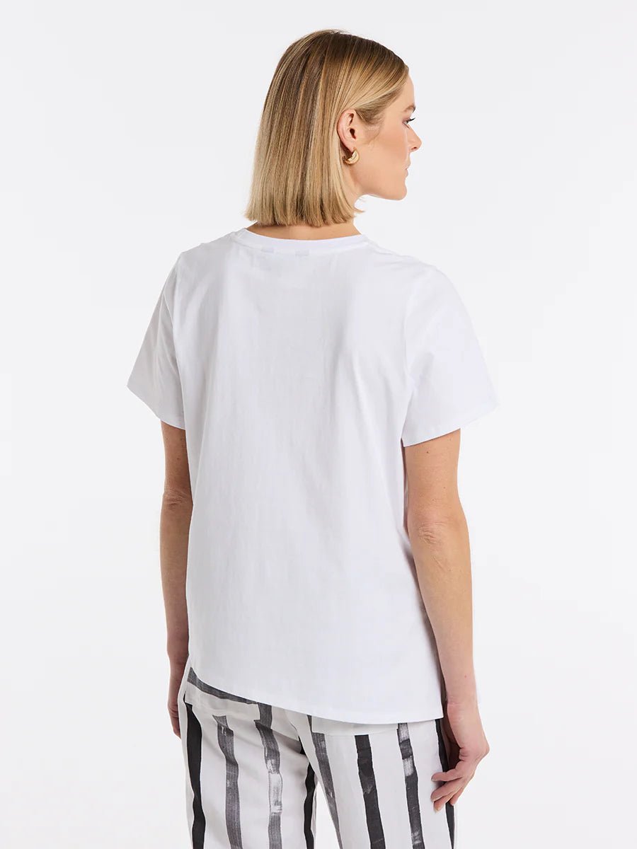 MARCO POLO S/S DRAPED TEE - WHITE - THE VOGUE STORE