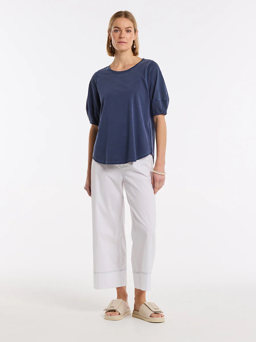 MARCO POLO LANTERN SLEEVE TEE - FRENCH BLUE - THE VOGUE STORE