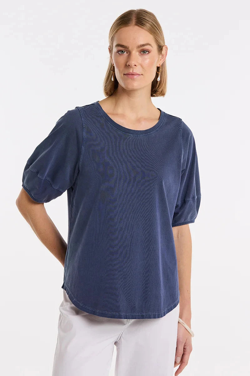 MARCO POLO LANTERN SLEEVE TEE - FRENCH BLUE - THE VOGUE STORE