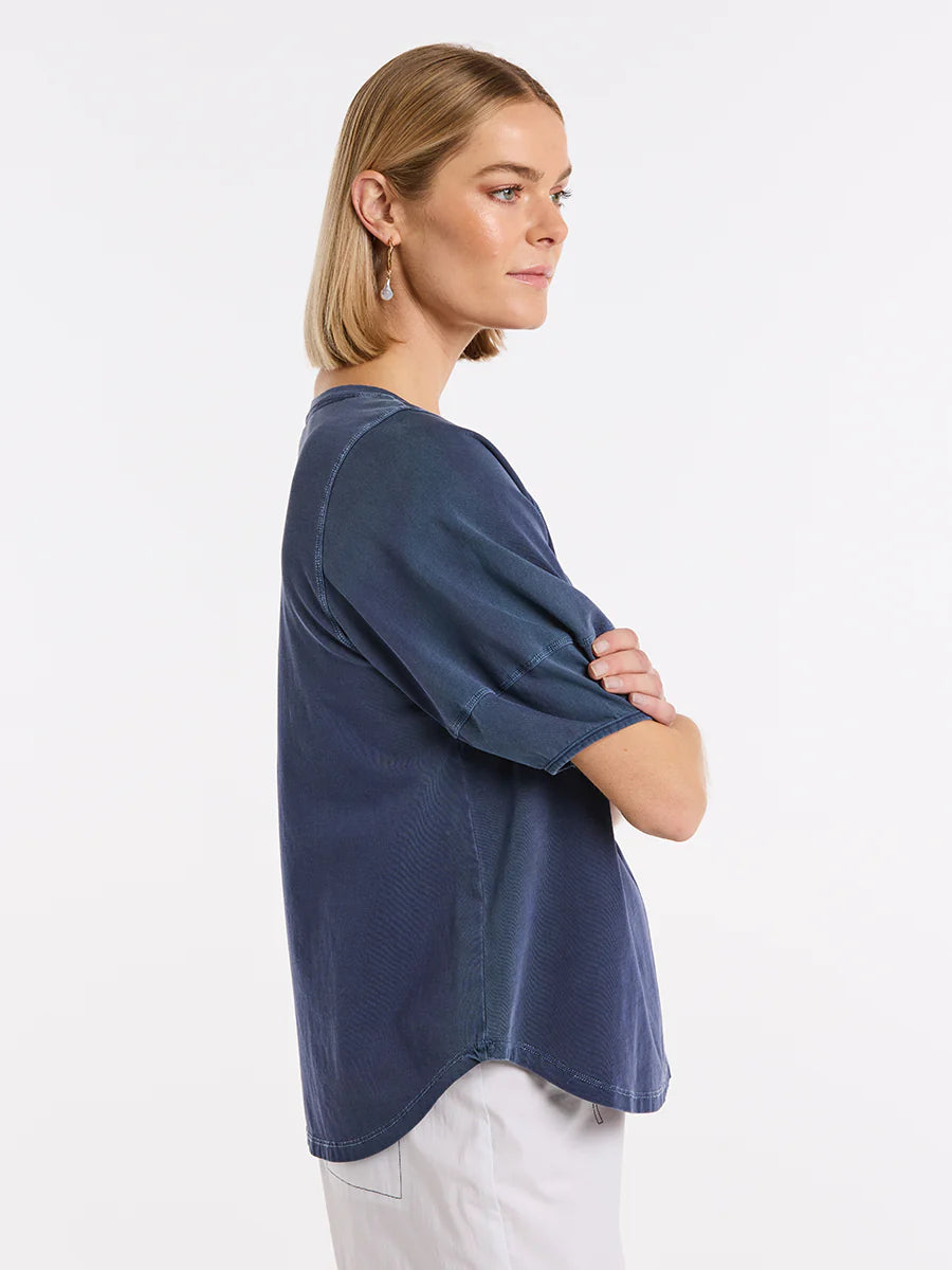 MARCO POLO LANTERN SLEEVE TEE - FRENCH BLUE - THE VOGUE STORE