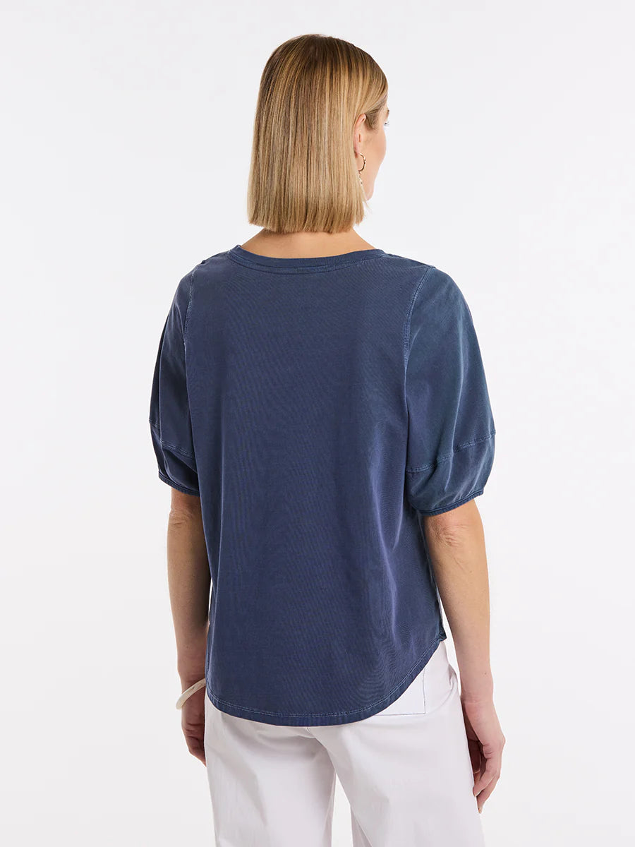 MARCO POLO LANTERN SLEEVE TEE - FRENCH BLUE - THE VOGUE STORE