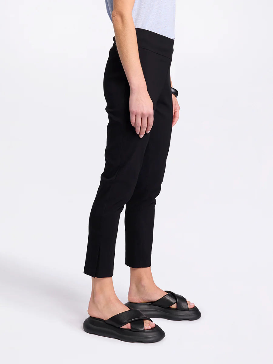 MARCO POLO 3/4 BENGALINE PANT - BLACK - THE VOGUE STORE