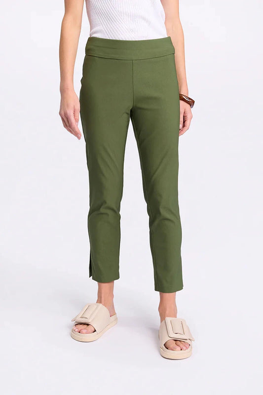 MARCO POLO 3/4 BENGALINE PANT OLIVE - THE VOGUE STORE