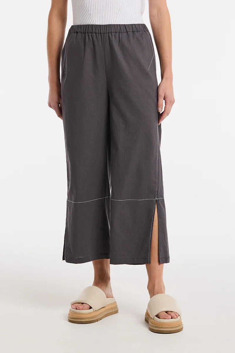 MARCO POLO 3/4 SPLIT HEM PANT - CHARCOAL - THE VOGUE STORE