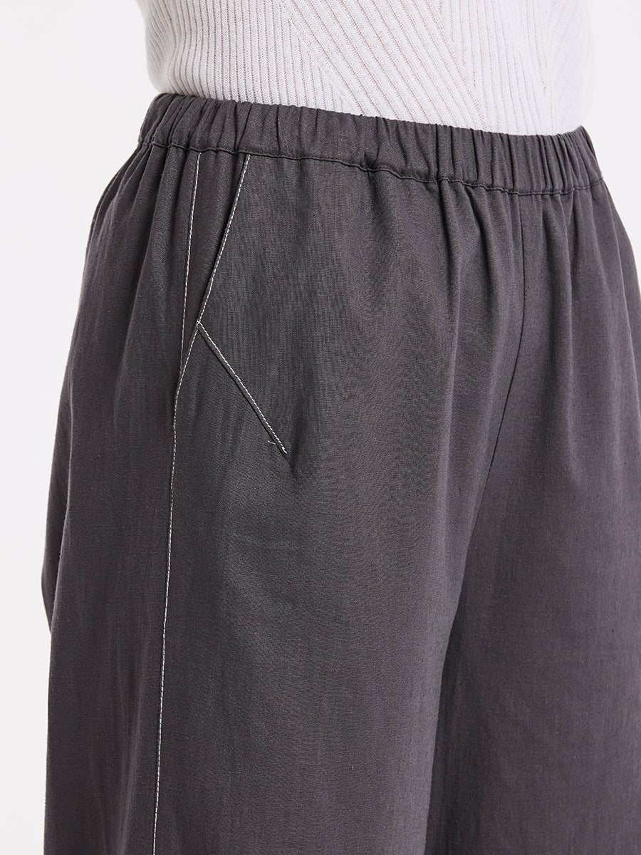 MARCO POLO 3/4 SPLIT HEM PANT - CHARCOAL - THE VOGUE STORE