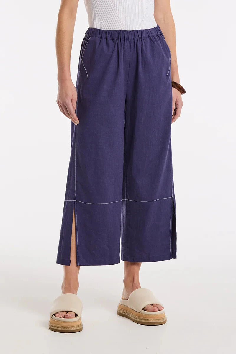 MARCO POLO 3/4 SPLIT HEM PANT - FRENCH BLUE - THE VOGUE STORE