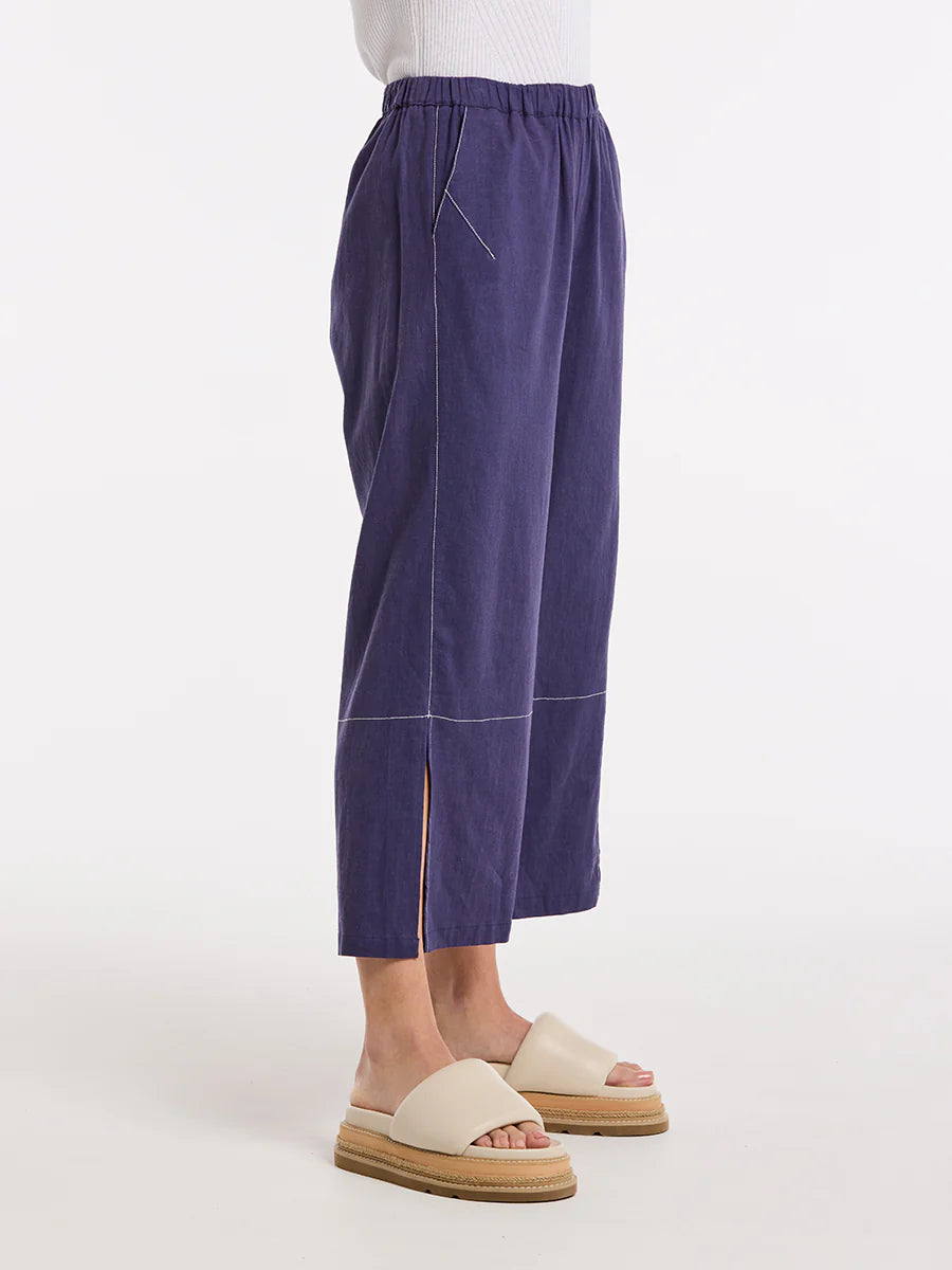 MARCO POLO 3/4 SPLIT HEM PANT - FRENCH BLUE - THE VOGUE STORE