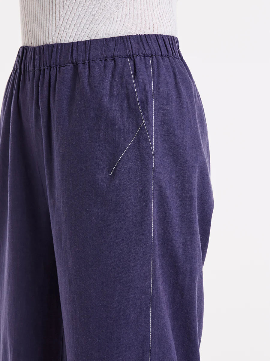 MARCO POLO 3/4 SPLIT HEM PANT - FRENCH BLUE - THE VOGUE STORE