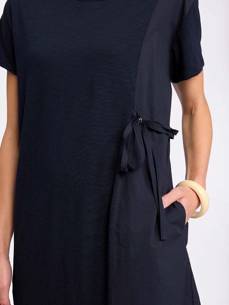 MARCO POLO S/S SPLICED DRESS - NAVY - THE VOGUE STORE