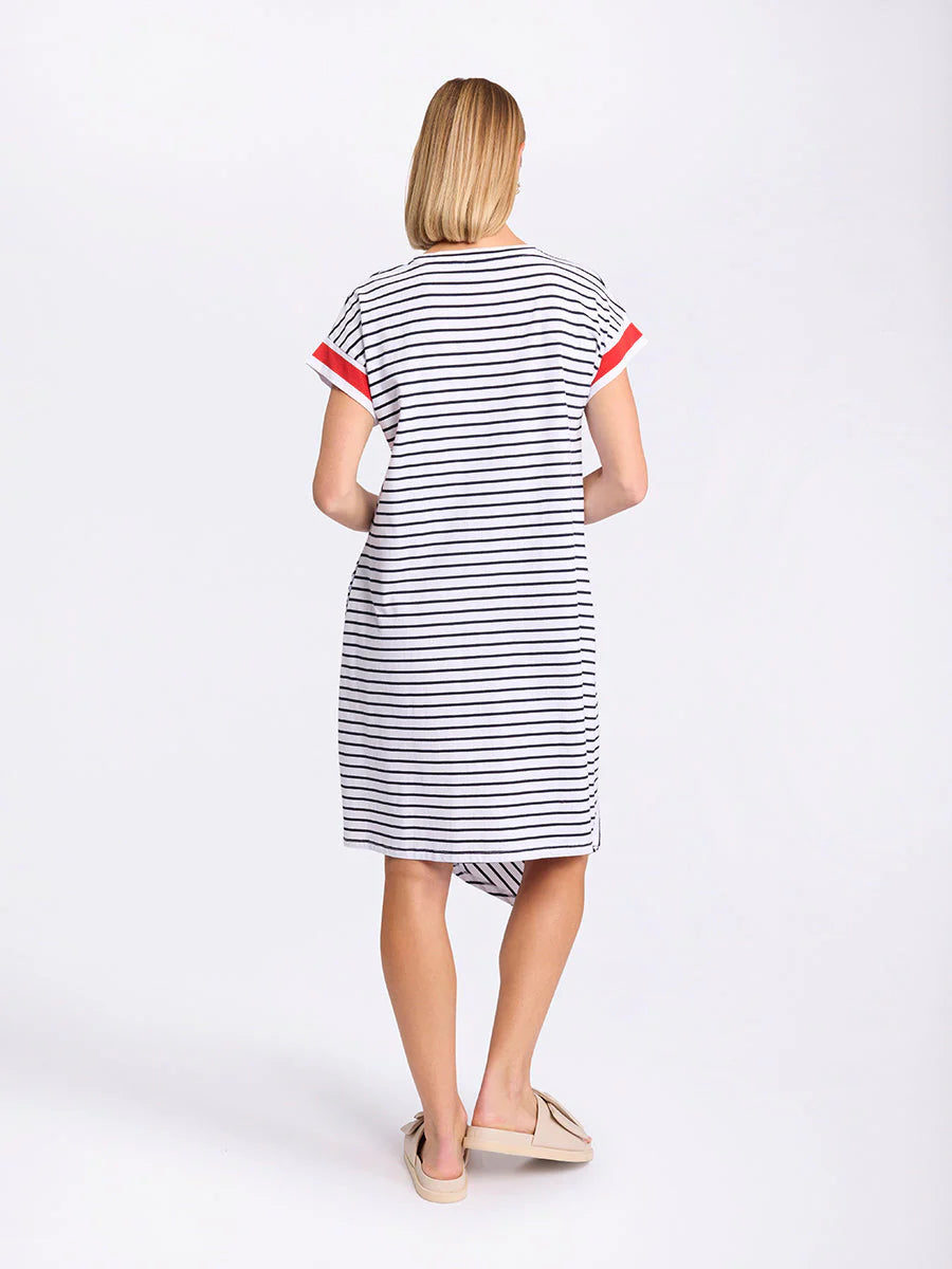 MARCO POLO SPLICED STRIPE DRESS - NAVY - THE VOGUE STORE