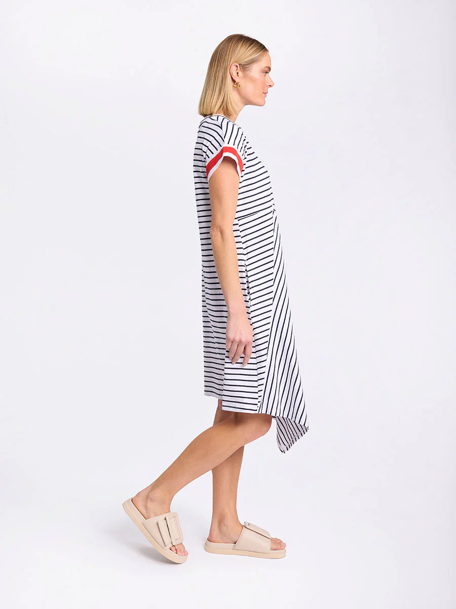 MARCO POLO SPLICED STRIPE DRESS - NAVY - THE VOGUE STORE