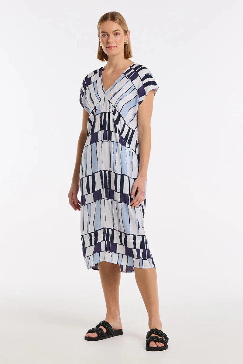 MARCO POLO S/S ABSTRACT DRESS - THE VOGUE STORE