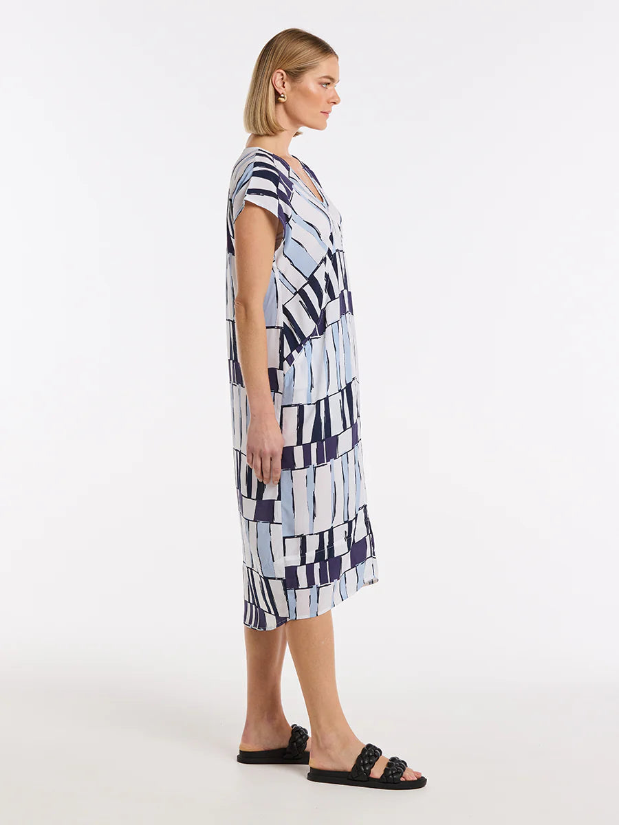 MARCO POLO S/S ABSTRACT DRESS - THE VOGUE STORE