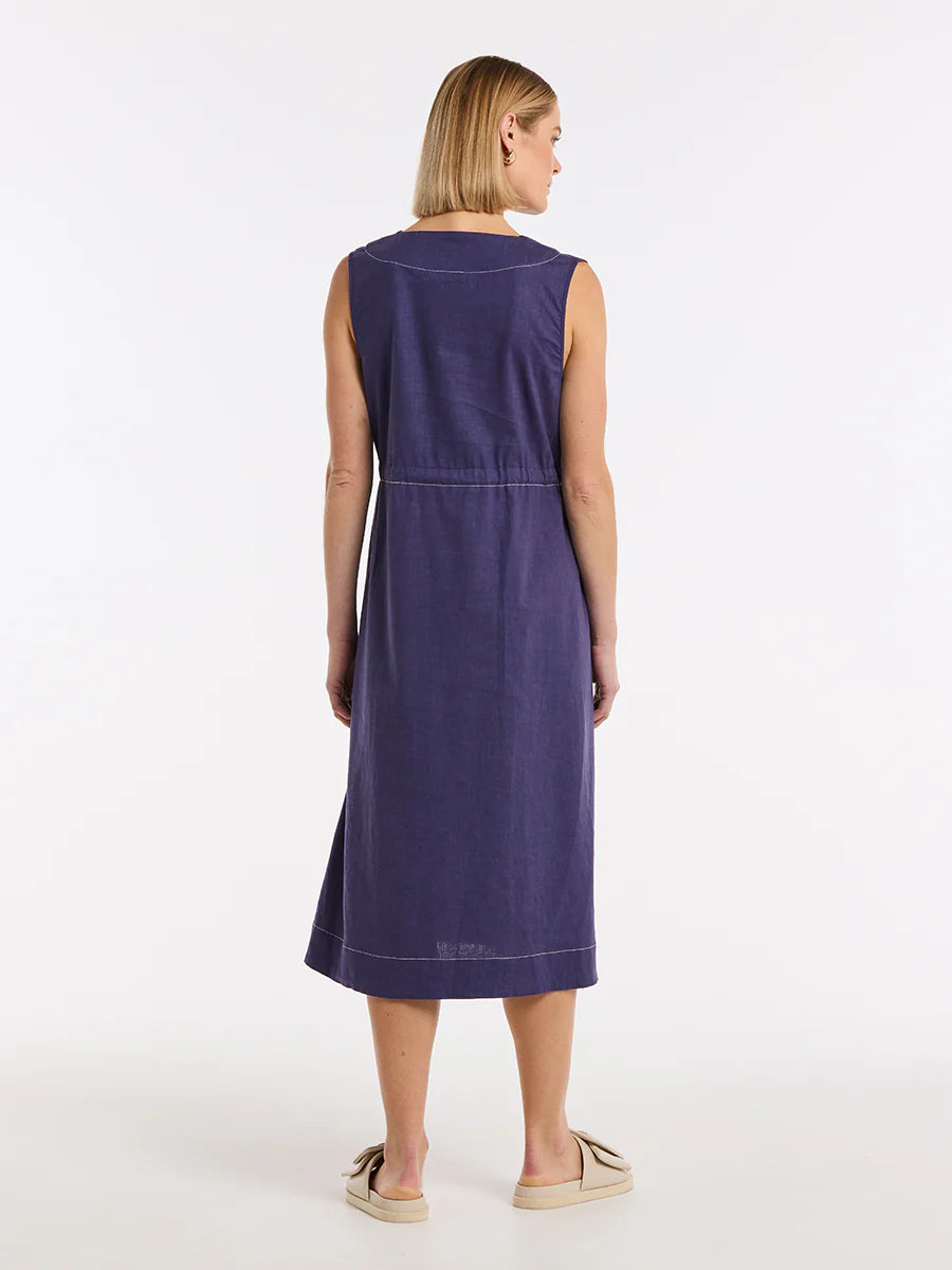 MARCO POLO SLEEVELESS TAB DETAIL DRESS - FRENCH BLUE - THE VOGUE STORE