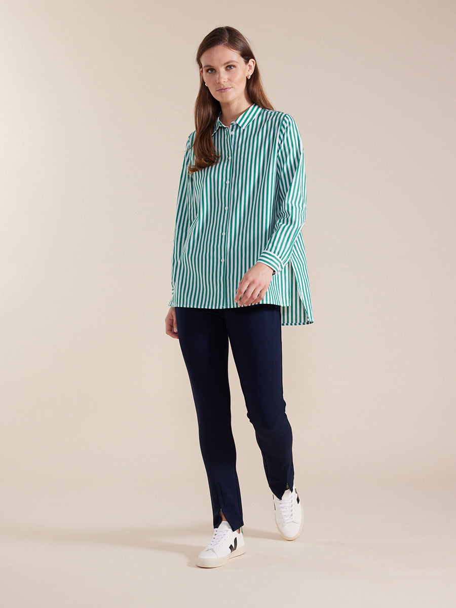 MARCO POLO L/S ESSENTIAL STRIPE SHIRT - FOREST - WILDROSE