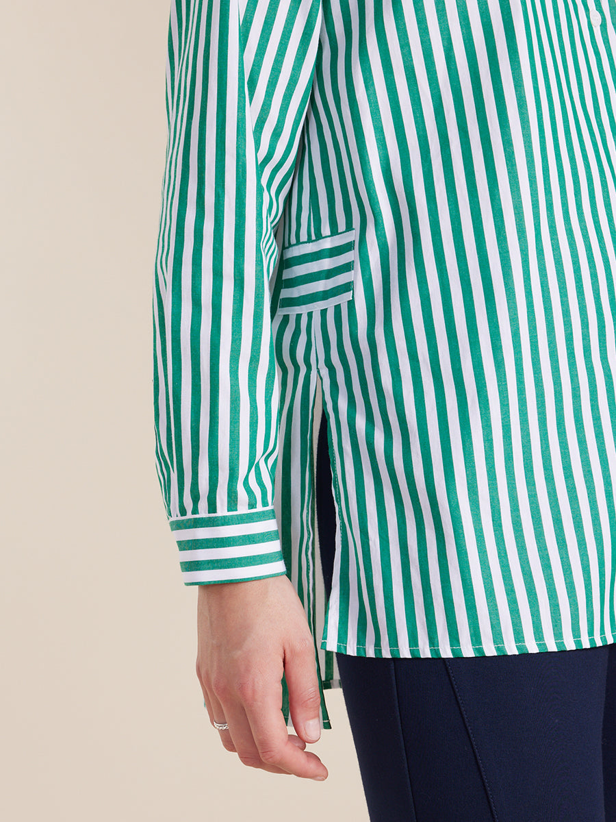 MARCO POLO L/S ESSENTIAL STRIPE SHIRT - FOREST - WILDROSE