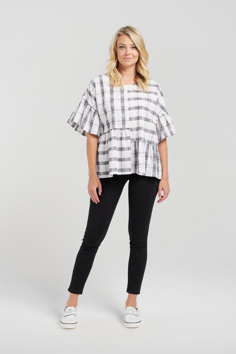 ZAFINA ANDREA TOP - TUSCAN PLAID - THE VOGUE STORE