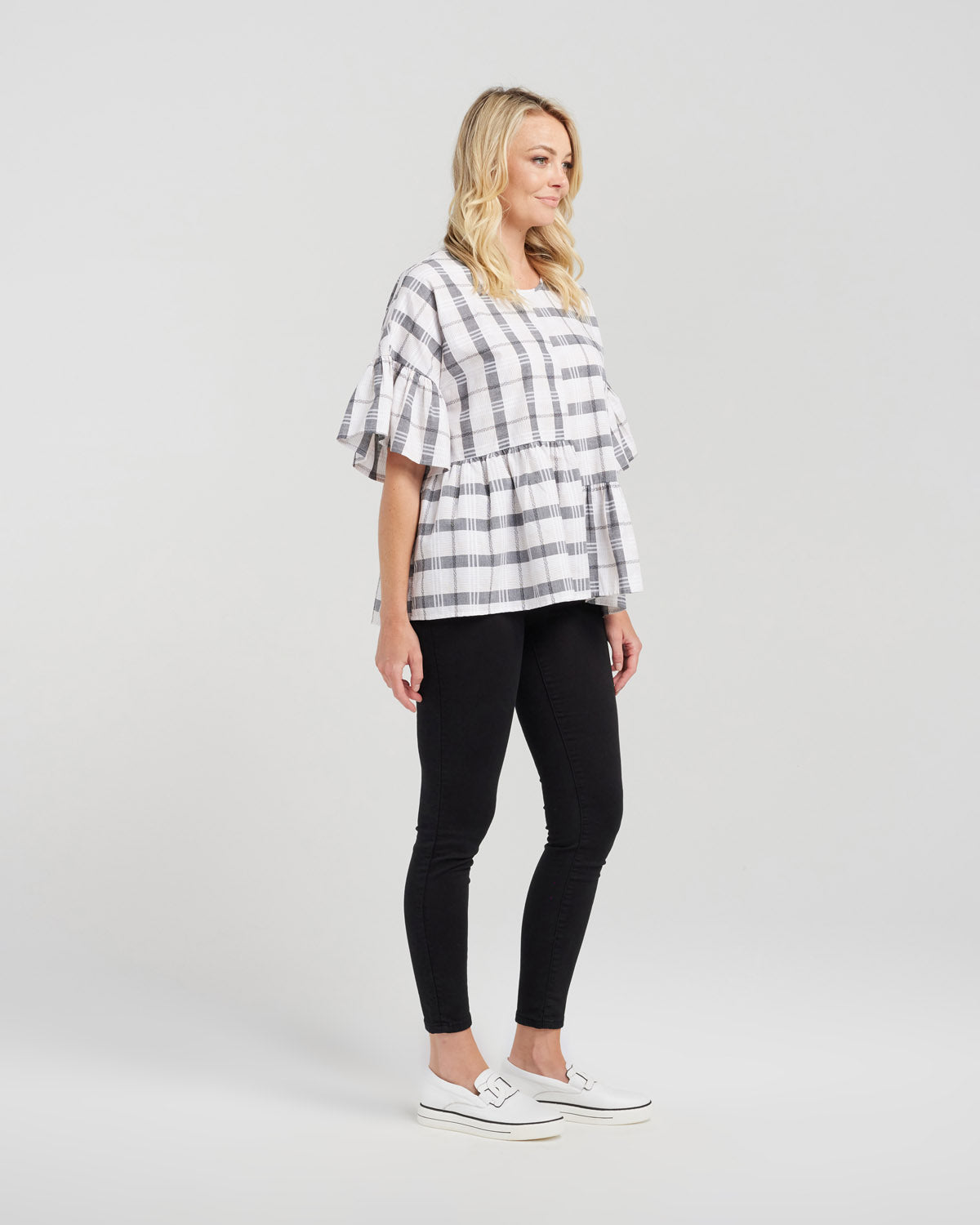 ZAFINA ANDREA TOP - TUSCAN PLAID - THE VOGUE STORE