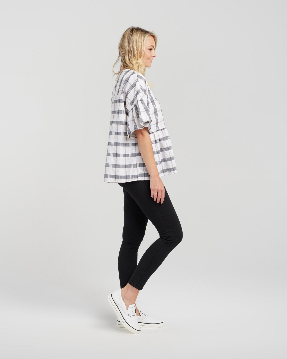 ZAFINA ANDREA TOP - TUSCAN PLAID - THE VOGUE STORE