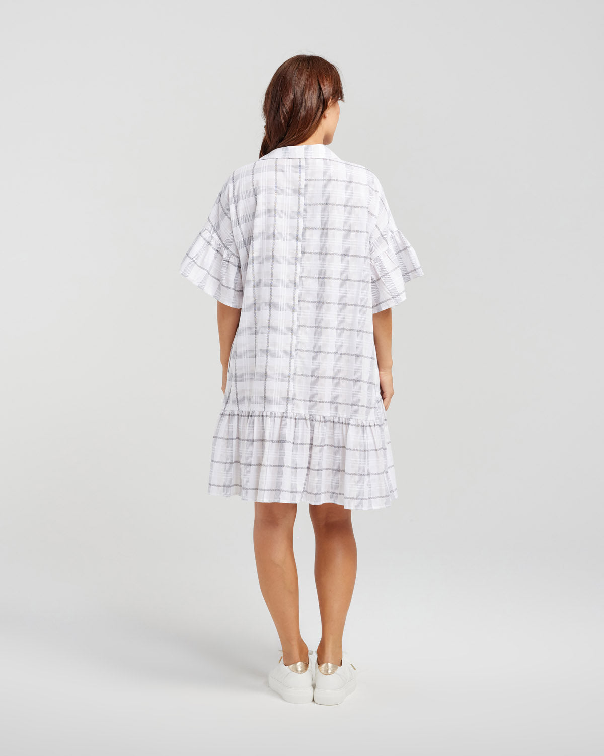 ZAFINA KIERA DRESS - OAT PLAID - THE VOGUE STORE