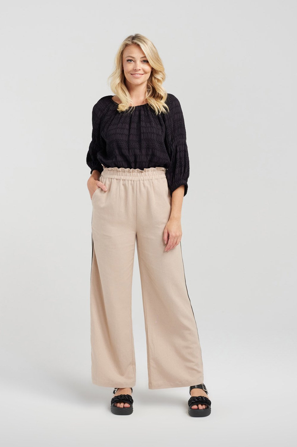 ZAFINA PETRA PANT - SAND - THE VOGUE STORE