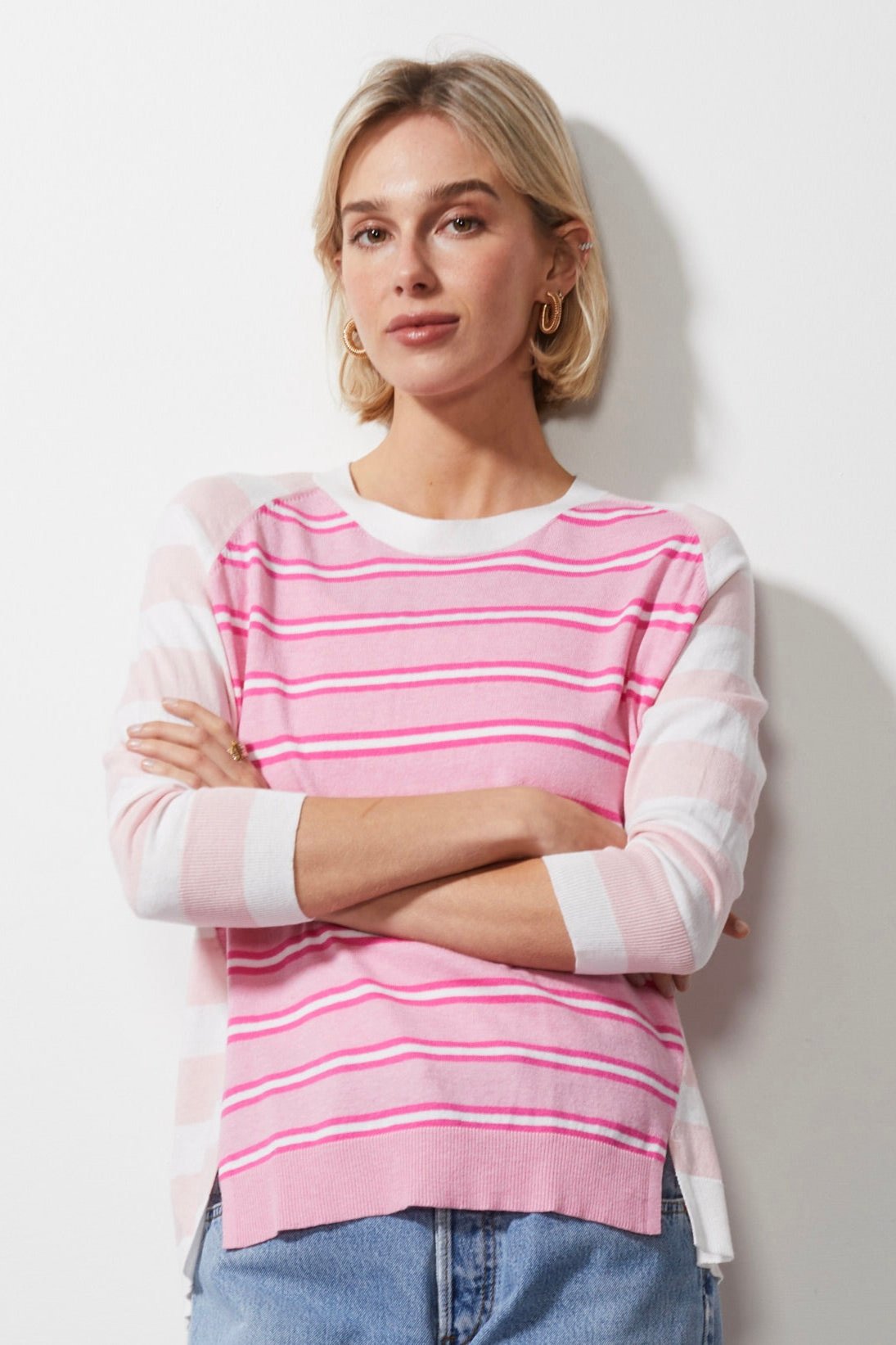 Z&P MULTI STRIPE JUMPER -   WHITE - THE VOGUE STORE